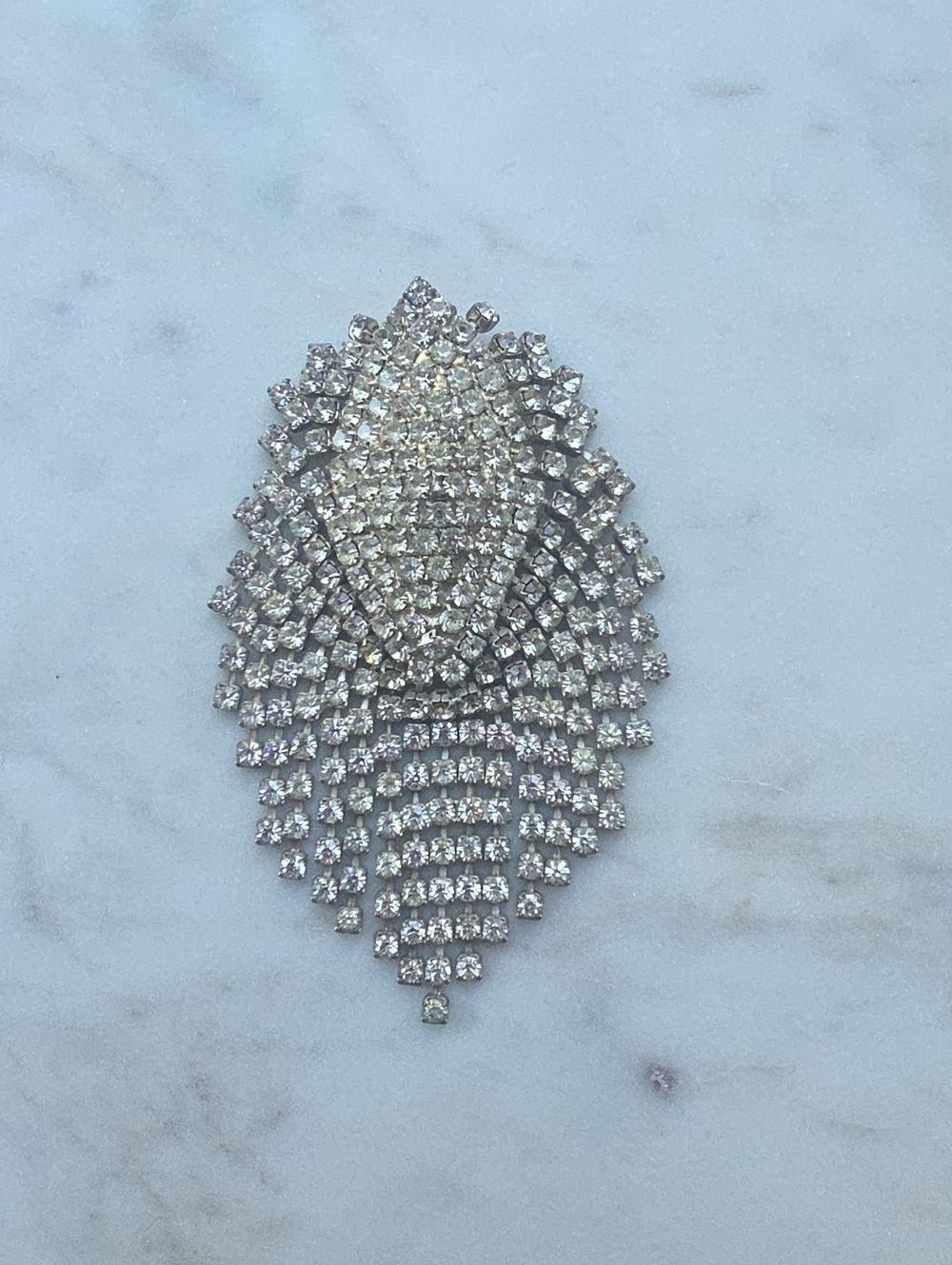Vintage 1950s Rhinestone Waterfall Brooch Fringe Cascade Chandelier Pin